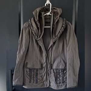 Elie Tahari Gray Jacket With Hidden Hood Size XL